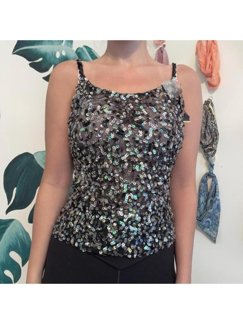 Y2k Deadstock Sheer Sequin Tank Top